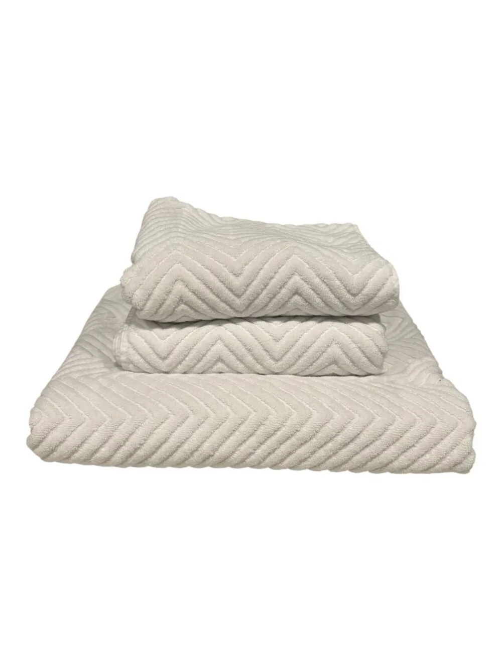 Pottery Barn White Chevron Bath Towel Set Bath Hand Washcloth Soft Textured